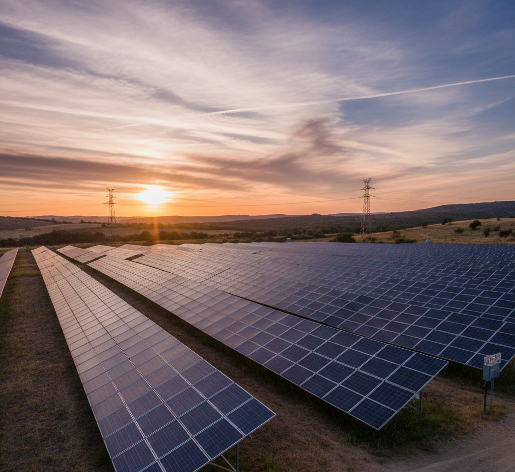 Panel surya di atap bangunan